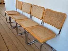 4 Stuhl Rattan Metallgestell Esszimmer 70er Jahre Vintage