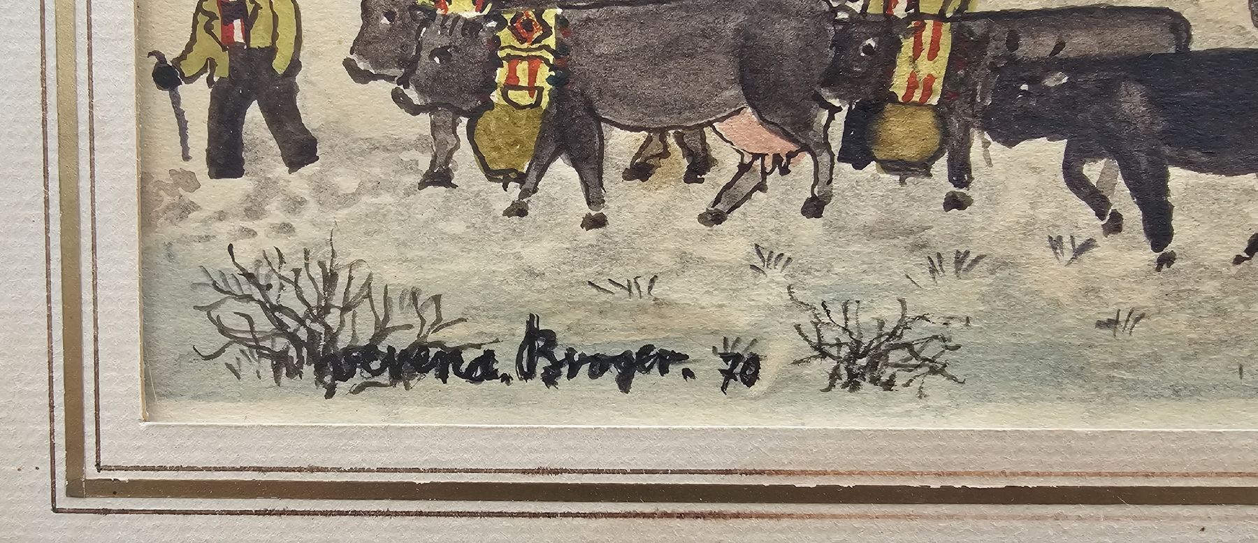 Dipinti: Verena Broger Bild Langgasse Winter Original – Usato da Zürich venduto da ZH-Vintage 2