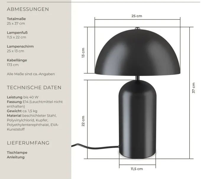 Lampade: Retro-Tischlampe Altea schwarz – Nuovo e nell'imballaggio originale da Oberegg venduto da MR-shop 1