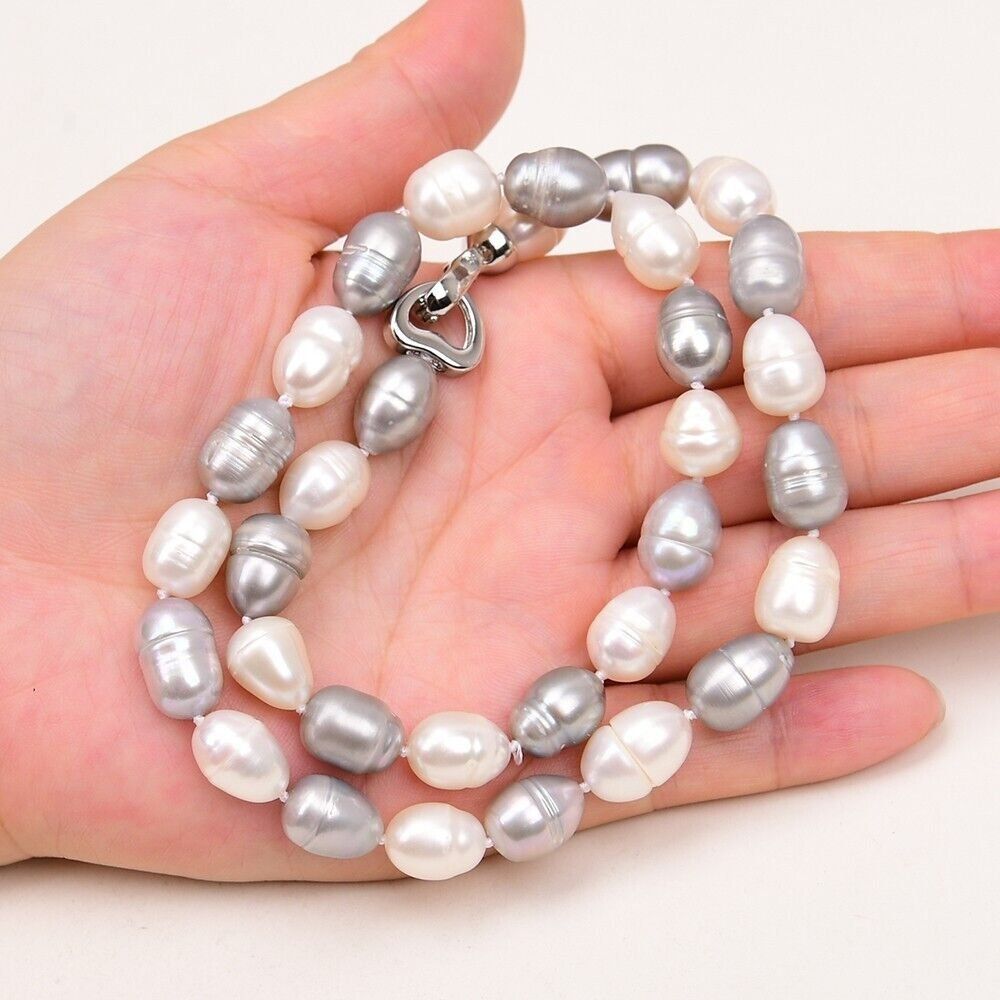 Ketten: Grau Lua Perlen Kette Echt 1cm Collier Perle Vrai Halskette – Neu (gemäss Beschreibung) aus Prilly von ilyria73 8