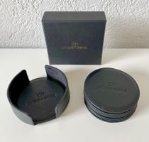 🥃 Rare coffret de 7 sous verres en cuir Jaquet Droz neufs
