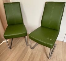 2x Möbel Hubacher Freischwinger Stuhl Olivgrün | Gebraucht