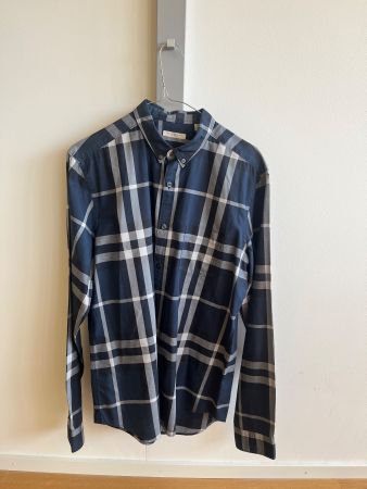 Burberry Herrenhemd (Grösse L) – Nova Check Karo, Blau/Grau