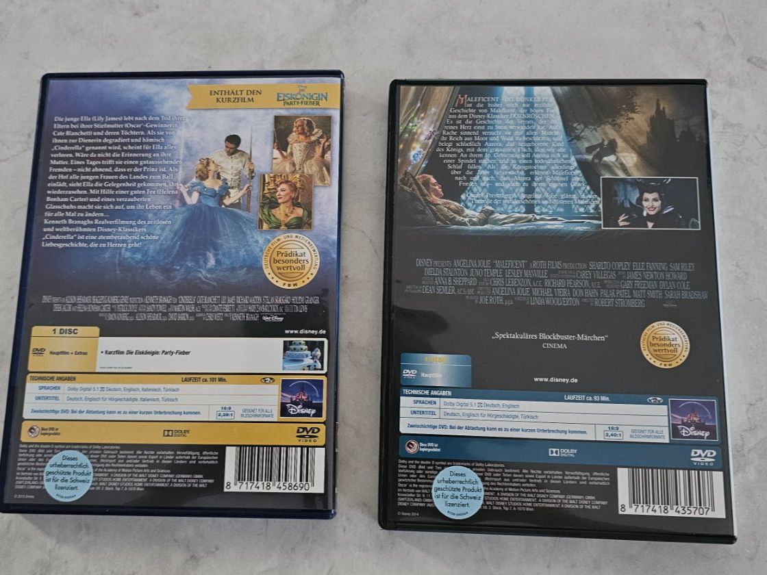 Tous les DVDs: MALEFICENT- DUE DUNKLE FEE + CINDARELLA/ 2 DVD COLLECTION – D'occasion à Geuensee par jes_9xyk 1