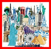 Liberty Sphinx Eiffelturm Pisa Wahrzeichen 64 tlg Stickerset