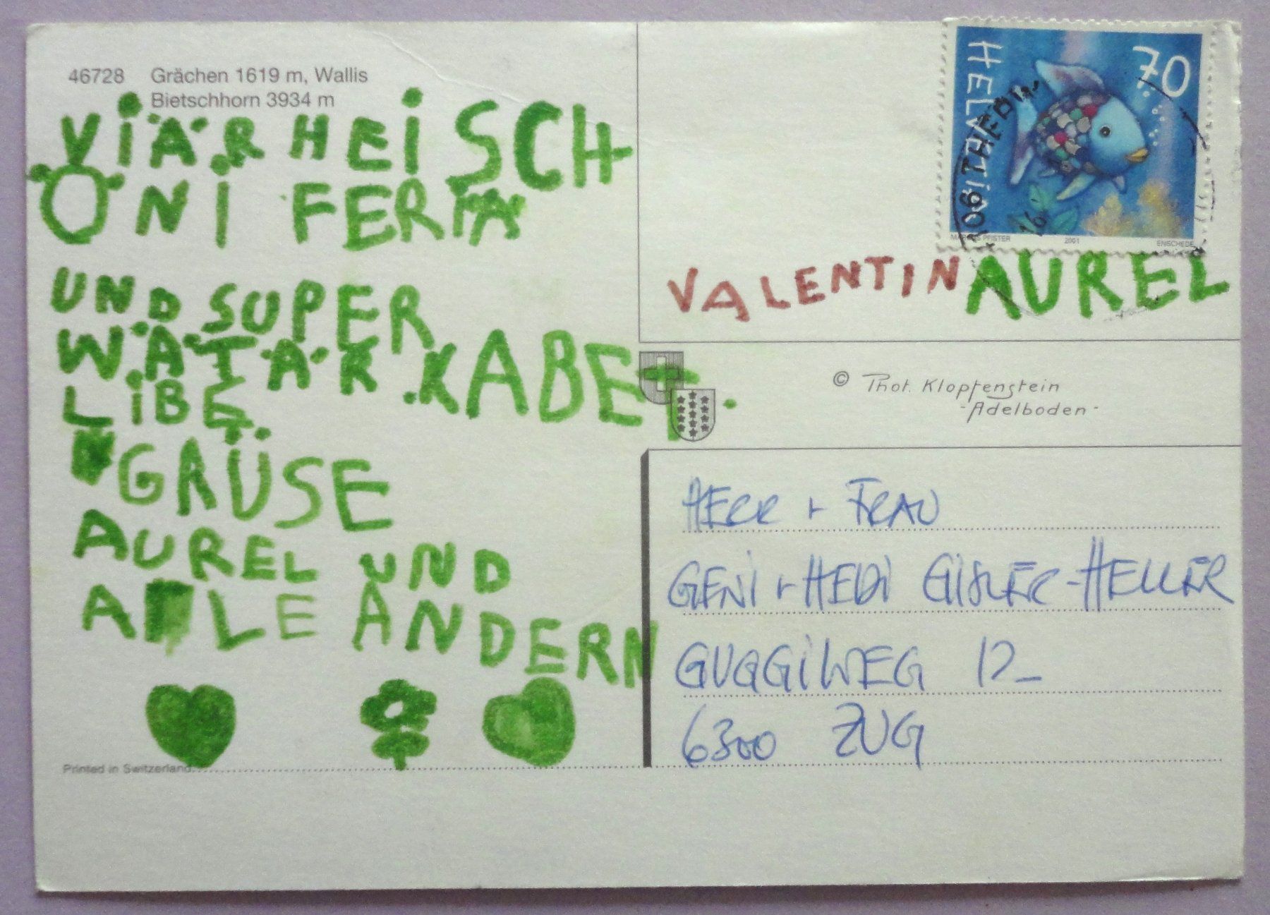 Cartoline postali: Grächen 1619 m, Bietschhorn – Usato da Fétigny venduto da Billy2miny 1