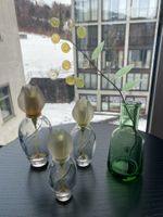 vintage set:design vase jugendstil glasblume 3 chloe flacons