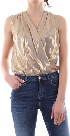 PINKO Damen Bluse/Body GOLD EU40 I46 Seide NEU NP 235CHF