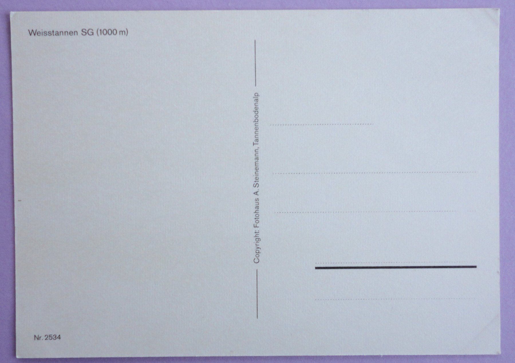 Cartoline postali: Weisstannen SG (1000 m) – Usato da Fétigny venduto da Billy2miny 1