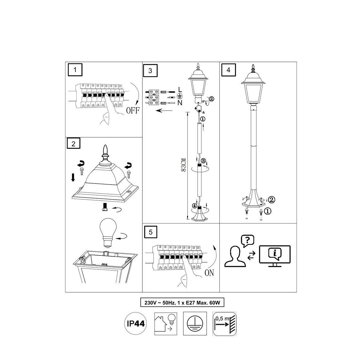 Lampade: Aussen Stehleuchte, Laterne, 100 cm Höhe – Nuovo (secondo la descrizione) da Kreuzlingen venduto da Smart-Light 2