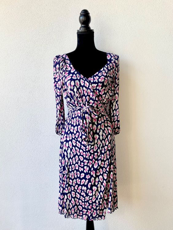 Robe Courte Violette Diane Von Furstenberg – Taille 10, Sans Manches, Laine Froncée
