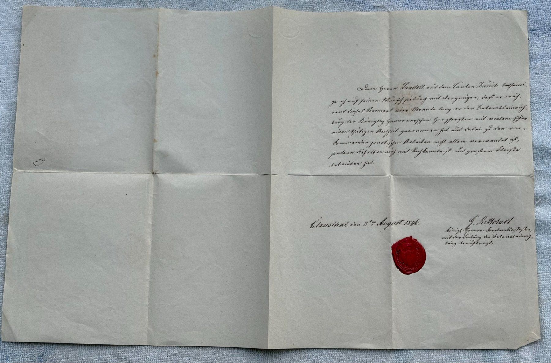 Documenti: VINTAGE BRIEF CLAUSTHAL AUGUST 1846 – Usato da Ostermundigen venduto da crazy-horse-1840 2
