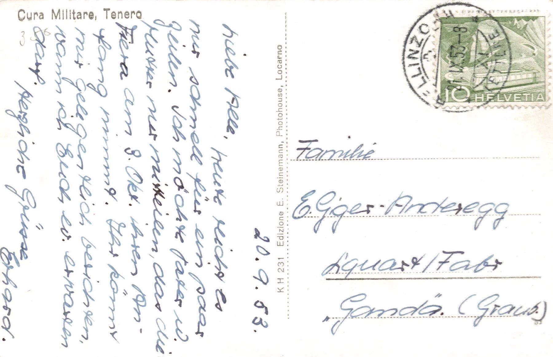 Cartoline postali: Cura Militare tenero Ti – Usato da Biasca venduto da Blenio71 1