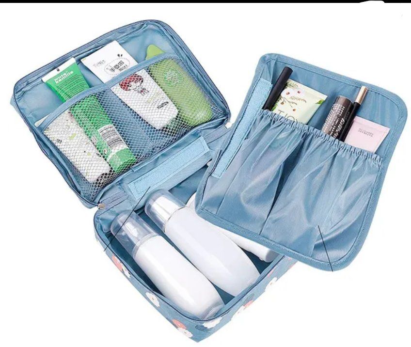 Custodie per cosmetici: Kosmetiktasche Neu,  Blau mit Blumen – Nuovo e nell'imballaggio originale da Walenstadt venduto da emynmuil1 2