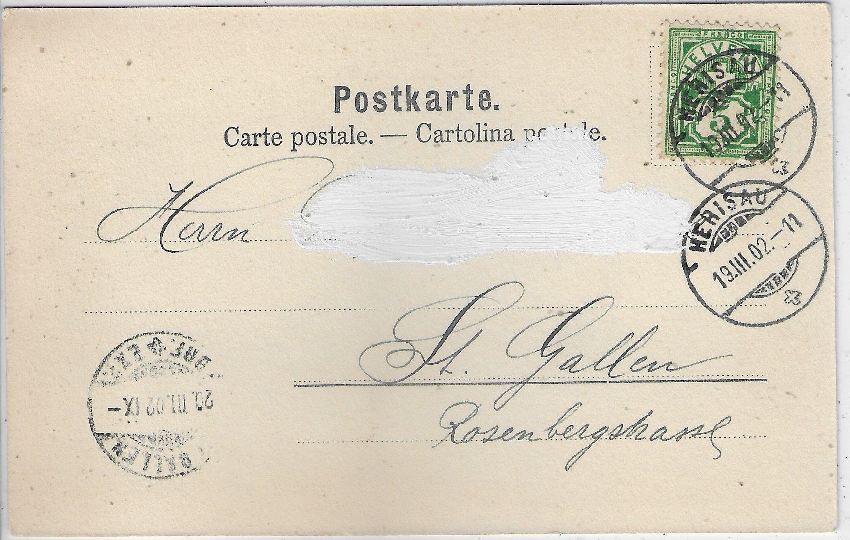 Cartoline postali: Gruss aus Herisau - Marktplatz mit Kirche – Usato da Ettingen venduto da Kartenplanet 1