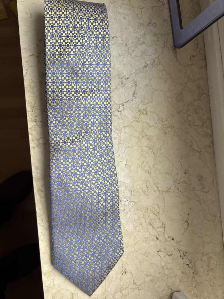 Cravatte: Marks & Spencer Luxury Necktie, patterned, blue and gold – Usato da Basel venduto da sid160 2