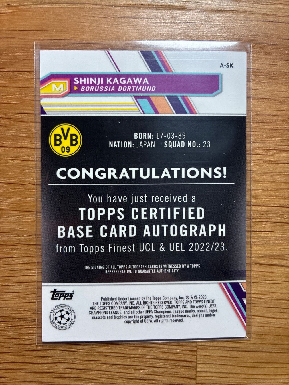 Topps Carte collezionabili: Topps Finest Shinji Kagawa BVB Autogramm – Usato da Wangenried venduto da Garagara 1