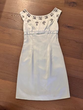 Vintage Abendkleid ca. Gr. 36 – Mintgrün – Perlen & Strass