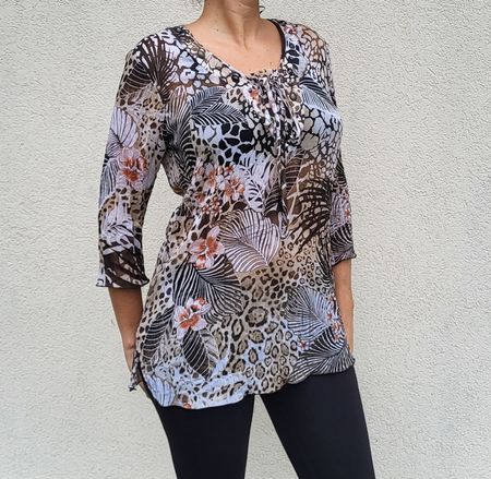hübsche longshirt top blouse tunika braun