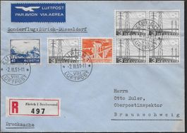 1951 R/Luftpost RF51.1a ZÜRICH-DÜSSELDORF hochwertig ab 1.-