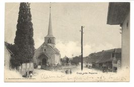 Cugy près Payerne (VD) Dorfpartie mit Kirche - 1901