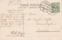 Stabstempel Herten bei Frauenfeld auf Ak