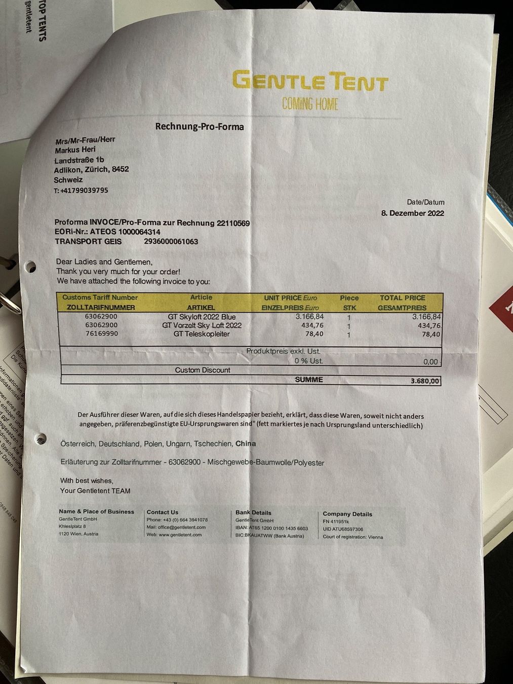 Tende : GT SKY Loft – Nuovo e nell'imballaggio originale da Adlikon venduto da donar0_0 5