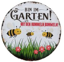 BIN IM GARTEN MIT DEN HUMMELN - Holzschild  (neu/OVP)