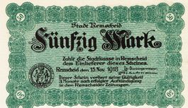Remscheid 50 Mark 15.11.1918 VZ+-VZ++