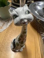 Keramik Katze, Blumendekor, Vintage-Dekoration, 60er-Jahre