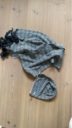 Schal und Mütze Set, Schwarz Weiss Muster, Winter Accessoire