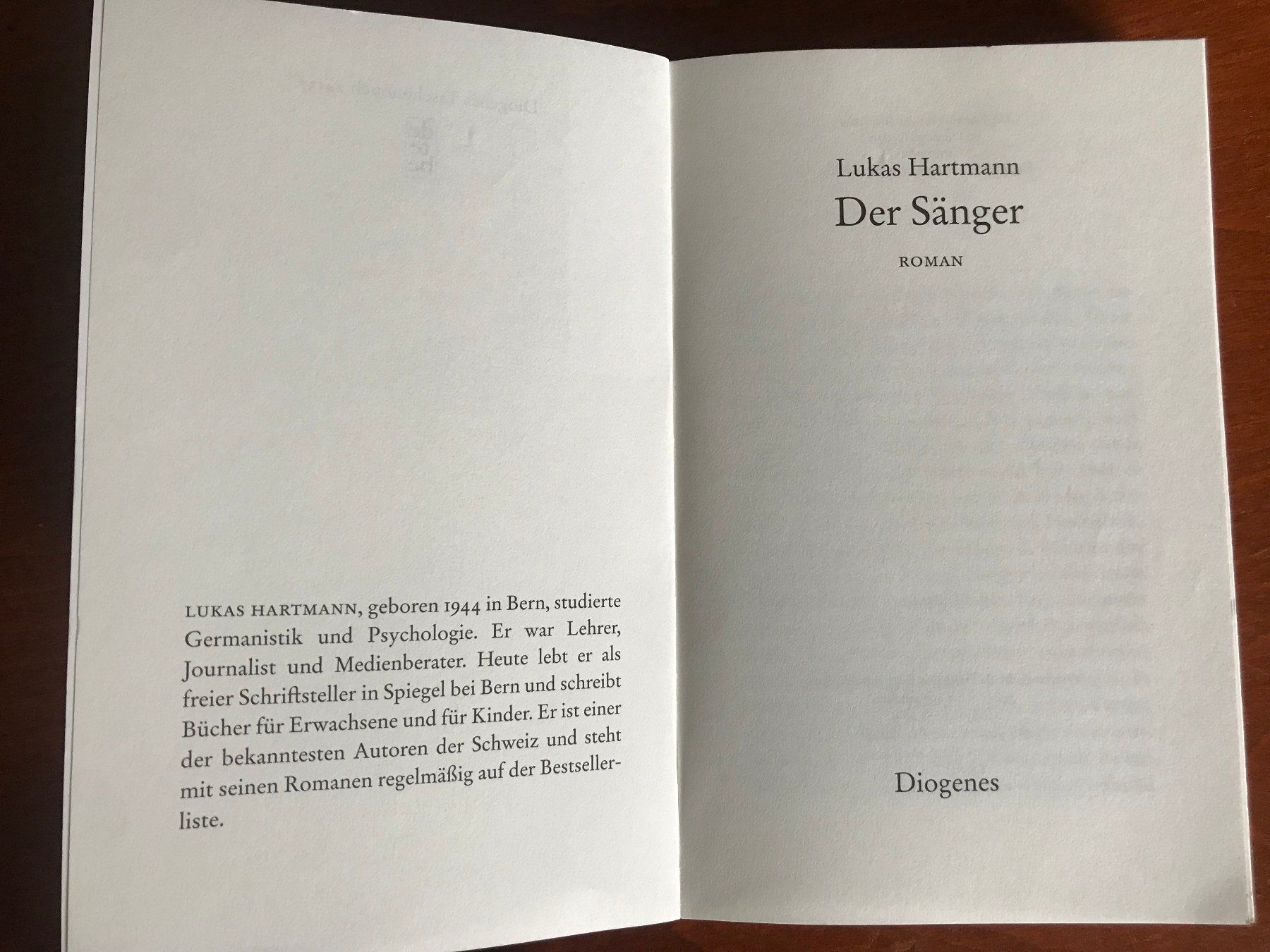 Livres: Der Sänger von Lukas Hartmann – D'occasion à Hittnau par Mares8335 2
