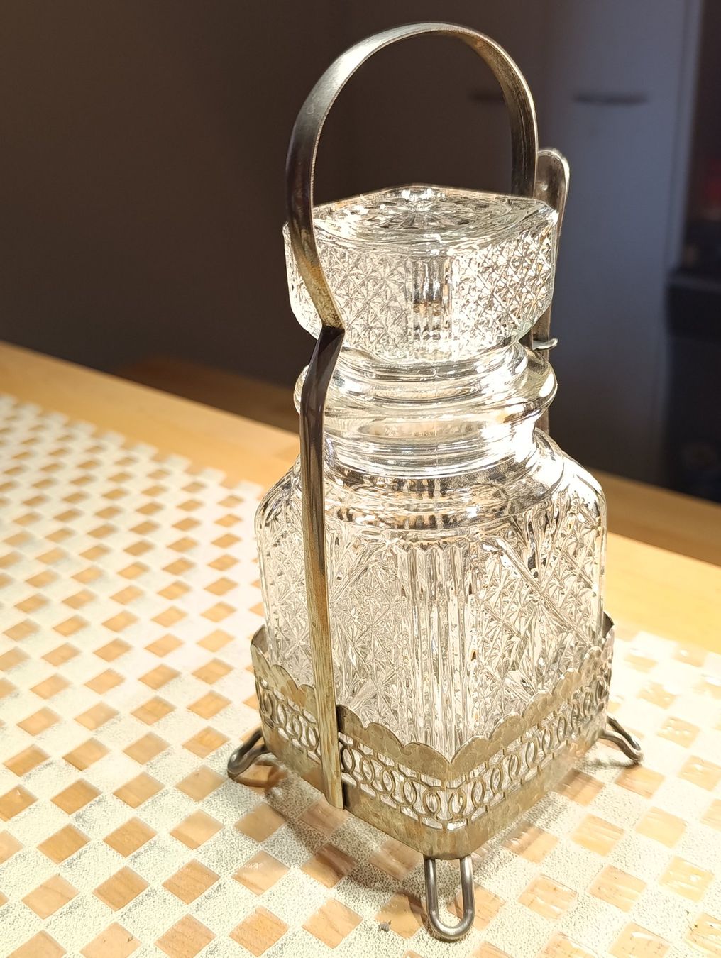 Caraffe: Jugendstil Gurkenrollglas versilberte gestell, Gabel Top – Usato da Steffisburg venduto da 1.Schmuckschatulle 2