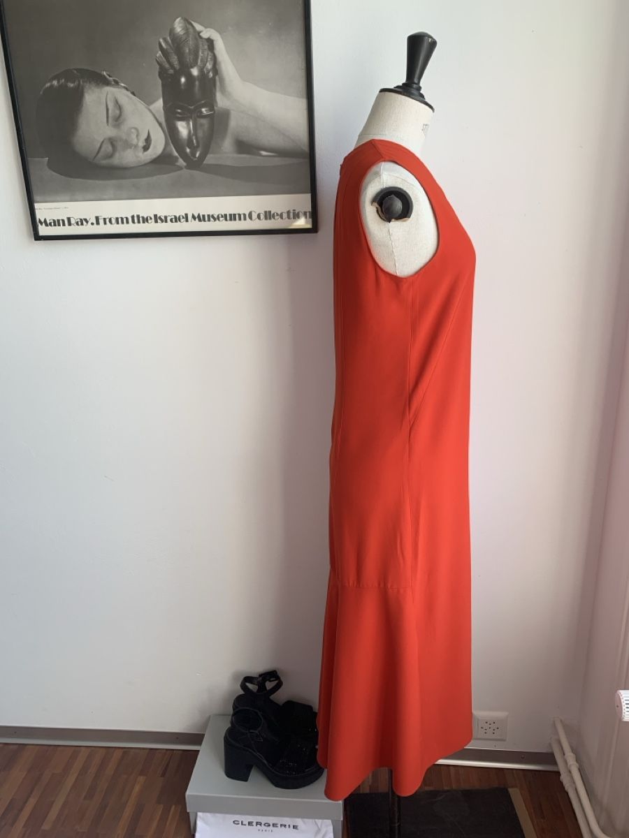 Akris Vestiti: AKRIS: Elegantes,  langes, rot-oranges Sommer-Kleid, 34 – Nuovo (secondo la descrizione) da Luzern venduto da paulablue 4