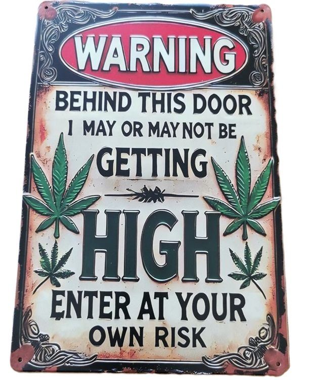 Insegne: WARNING getting high (Blechschild, neu, OVP) – Nuovo e nell'imballaggio originale da Wilen b. Wollerau venduto da morethanmusic