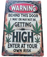 WARNING getting high  - Blechschild   (neu, OVP)
