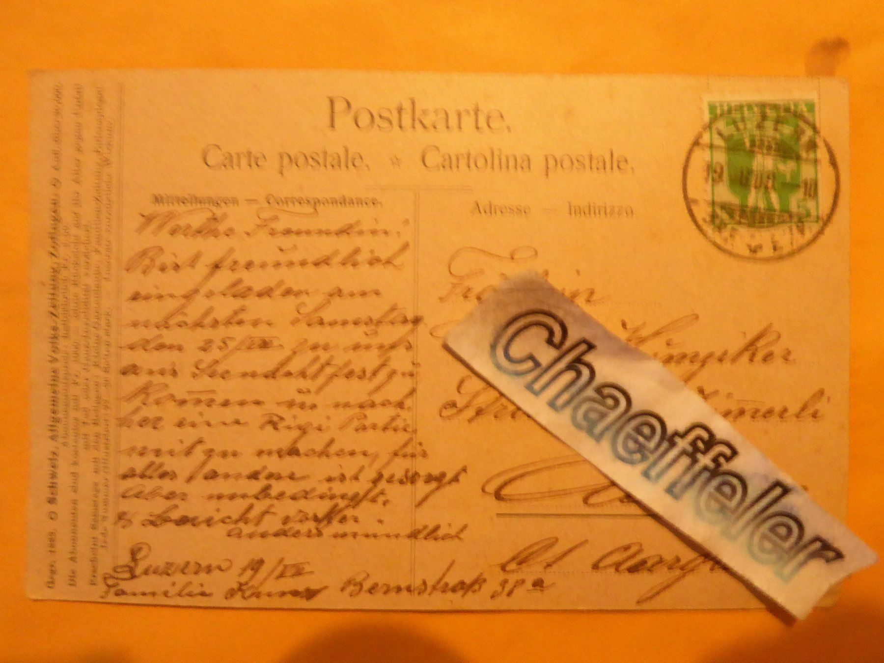 Ansichtskarten: 1908 Lauterbrunnen – Gebraucht aus Zürich von Chaeffeler 1