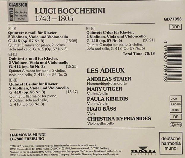 CD: Boccherini - Klavierquintette – Usato da Grüningen venduto da azulblanco 1