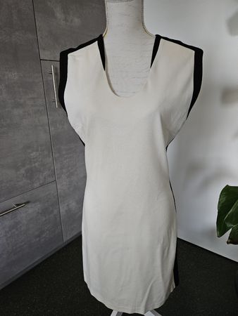 Mango Kleid creme schwarz ärmellos Grösse L 