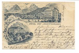 Innertkirchen (BE) Hôtel Hof - rare Vorläufer-Litho 1898 !