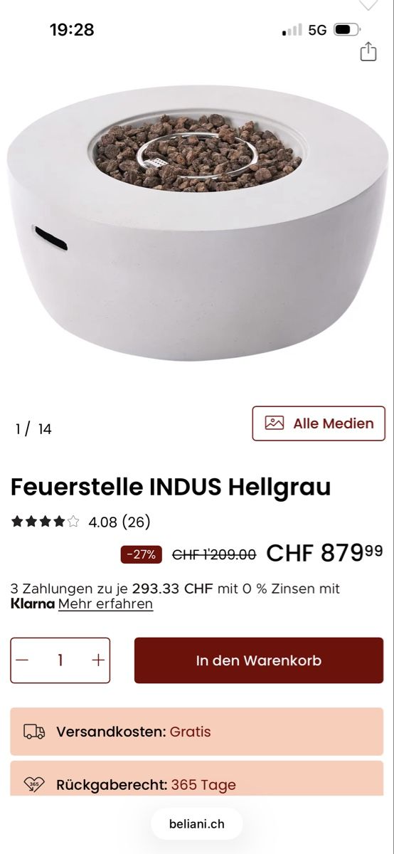 Cheminée d'extérieur: Feuerstelle INDUS hellgrau – D'occasion à Schönenwerd par supertop 3