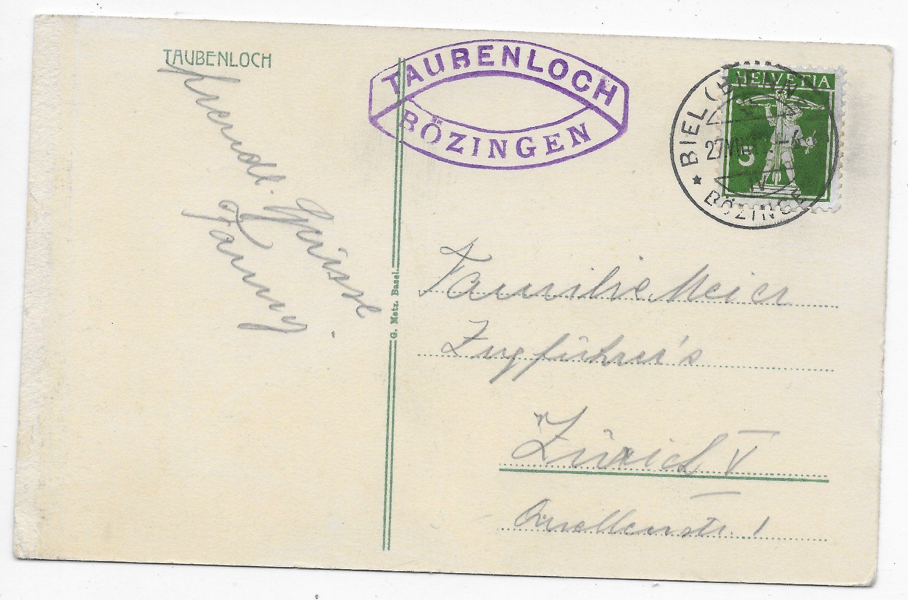 Cartoline postali: Taubenloch Bözingen – Usato da Hefenhofen venduto da Richsalz 1