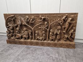 Afrikanische Holzschnitzerei, Relief - Wandbild, "Yoruba"