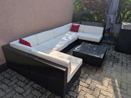 Rattan Garten Lounge - mit Tisch und Aufbewahrungsbox