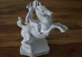 Herend "5767" Hungary Porzellan weiss "Pferd mit Reiter" TOP