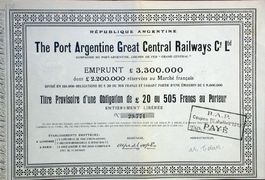 Port Argentine Great Central Railways Company Ltd - 1911
