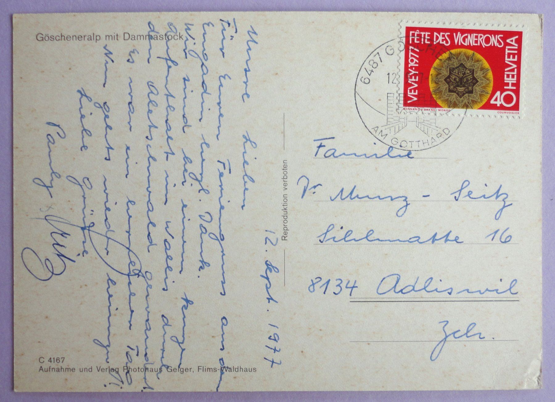 Cartoline postali: Göscheneralp mit Dammastock – Difettoso da Fétigny venduto da Billy2miny 1