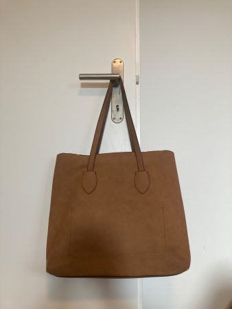 Tasche Shopper Kunstleder braun mit Innenfach und Reissve...