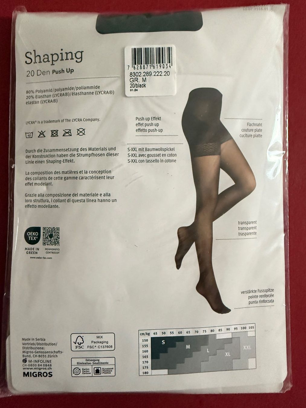 Migros Strümpfe & Strumpfhosen: MIGROS Essentials, Strumpfhose Shaping, Gr. M, mit Push-Up – Neu und originalverpackt aus Rudolfstetten von gst_g7xl 2