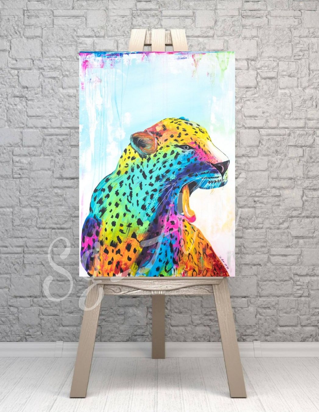 Dipinti: Acrylbild Tier Leopard bunt Unikat – Nuovo e nell'imballaggio originale da Rheinau venduto da Sussel 5